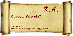Klausz Agenór névjegykártya